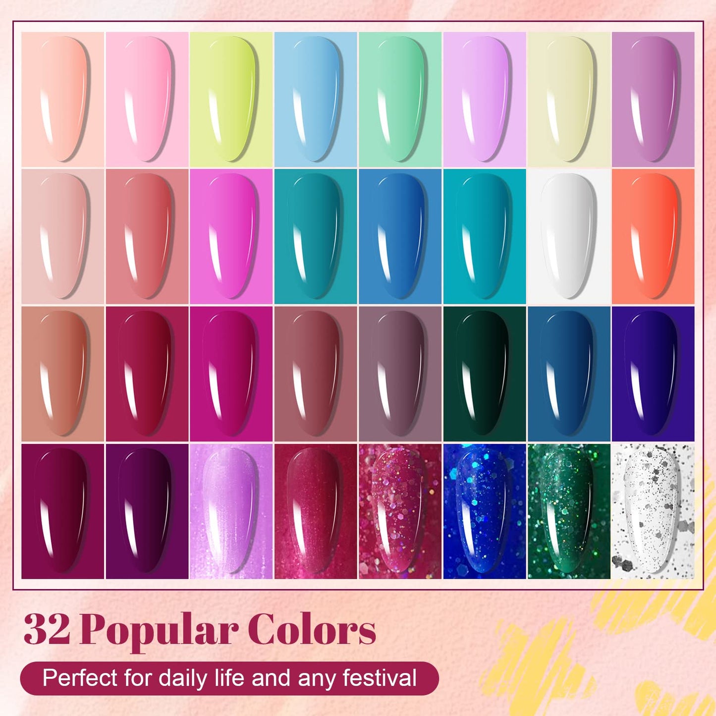 JODSONE Gel Nail Polish Kit with U V Light 32 Colors Gel Polish Nail Kit Soak Off Gel Nail Set Manicure Tools Nail Gel Kit Gifts for Women