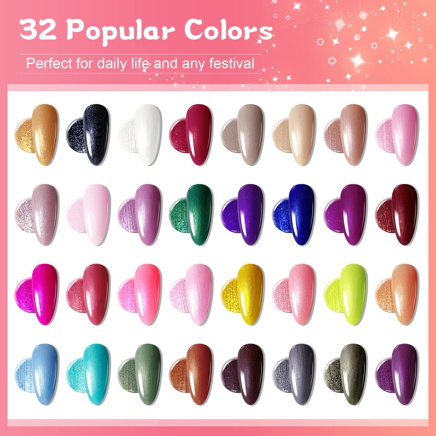 JODSONE Gel Nail Polish Kit with U V Light 32 Colors Gel Polish Nail Kit Soak Off Gel Nail Set Manicure Tools Nail Gel Kit Gifts for Women