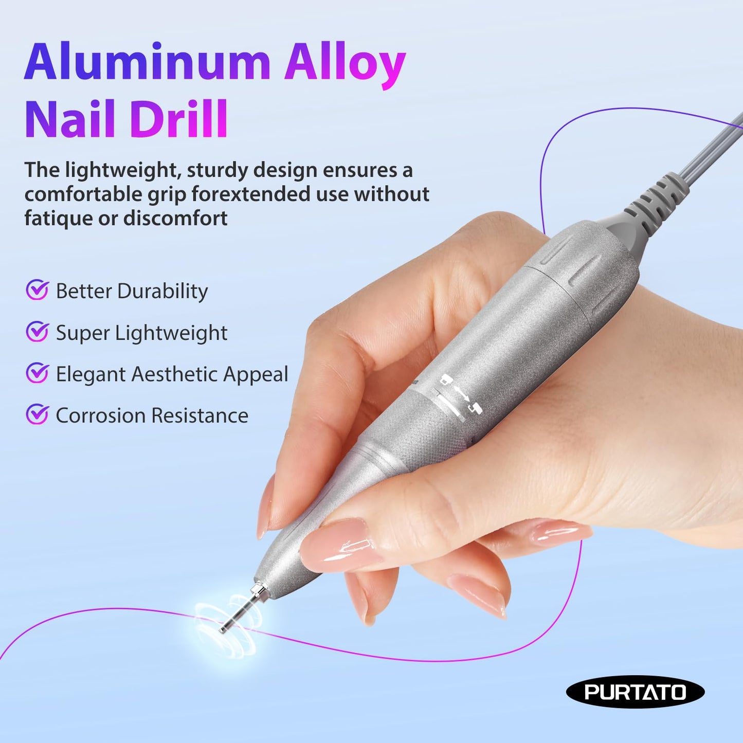 Professional Nail Drill 40,000 RPM, Rechargeable,LCD Display E File Machine for Acrylic Nails Gel Polishing Removing Portable Nails Efile Tools for Manicure Salon & Home (Pink)