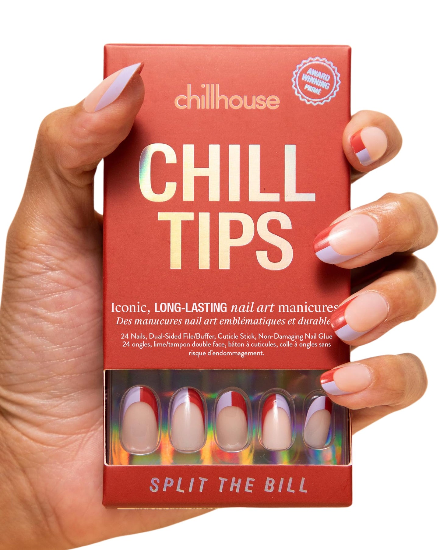 Chillhouse Chill Tips Signatures Press On Nails Kit, Going to the Barre - 24 Nail Shapes & Sizes, Dual-Sided Buffer & File, Cuticle Stick & Glue - Long-Lasting Nail Art Manicures