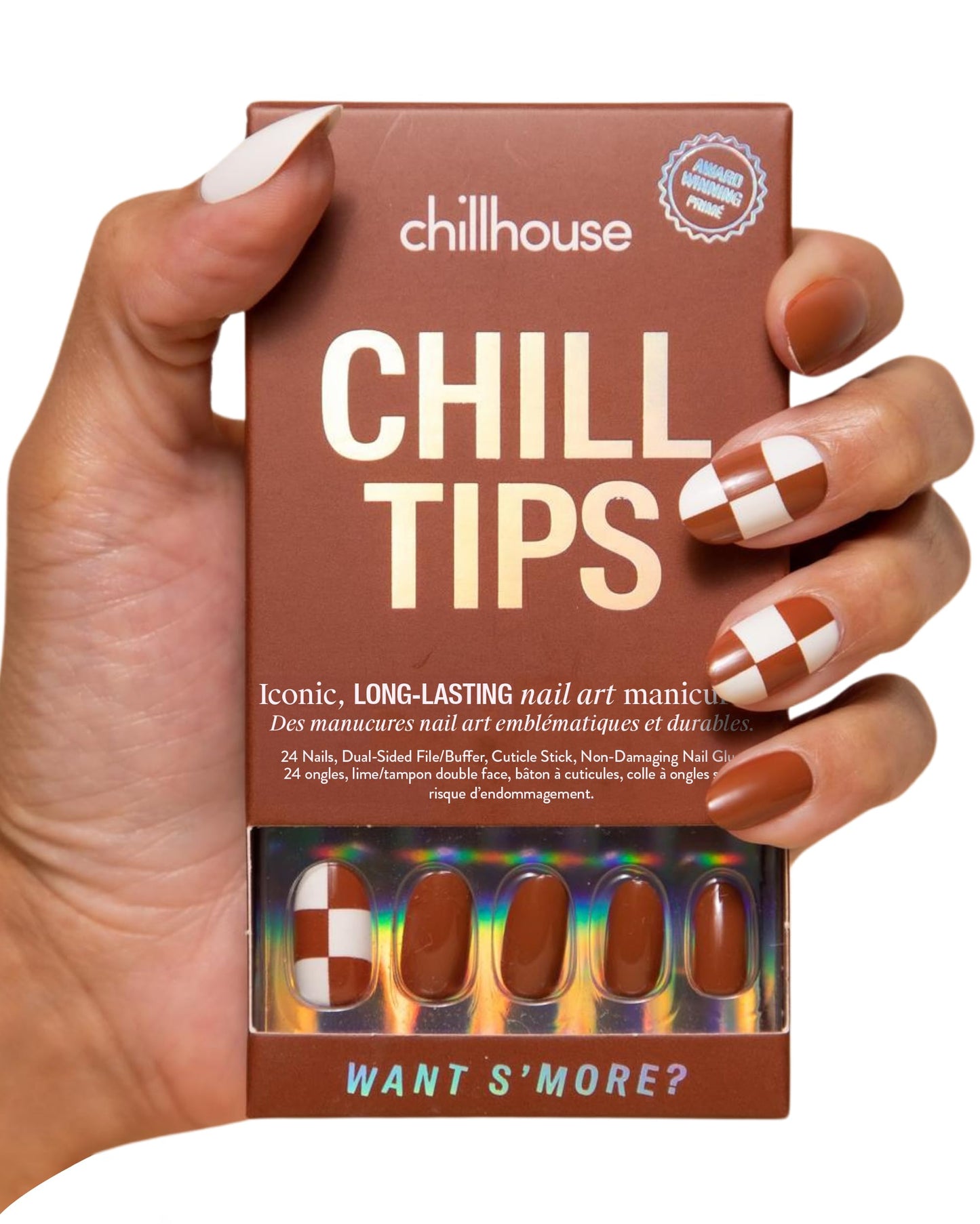 Chillhouse Chill Tips Signatures Press On Nails Kit, Going to the Barre - 24 Nail Shapes & Sizes, Dual-Sided Buffer & File, Cuticle Stick & Glue - Long-Lasting Nail Art Manicures