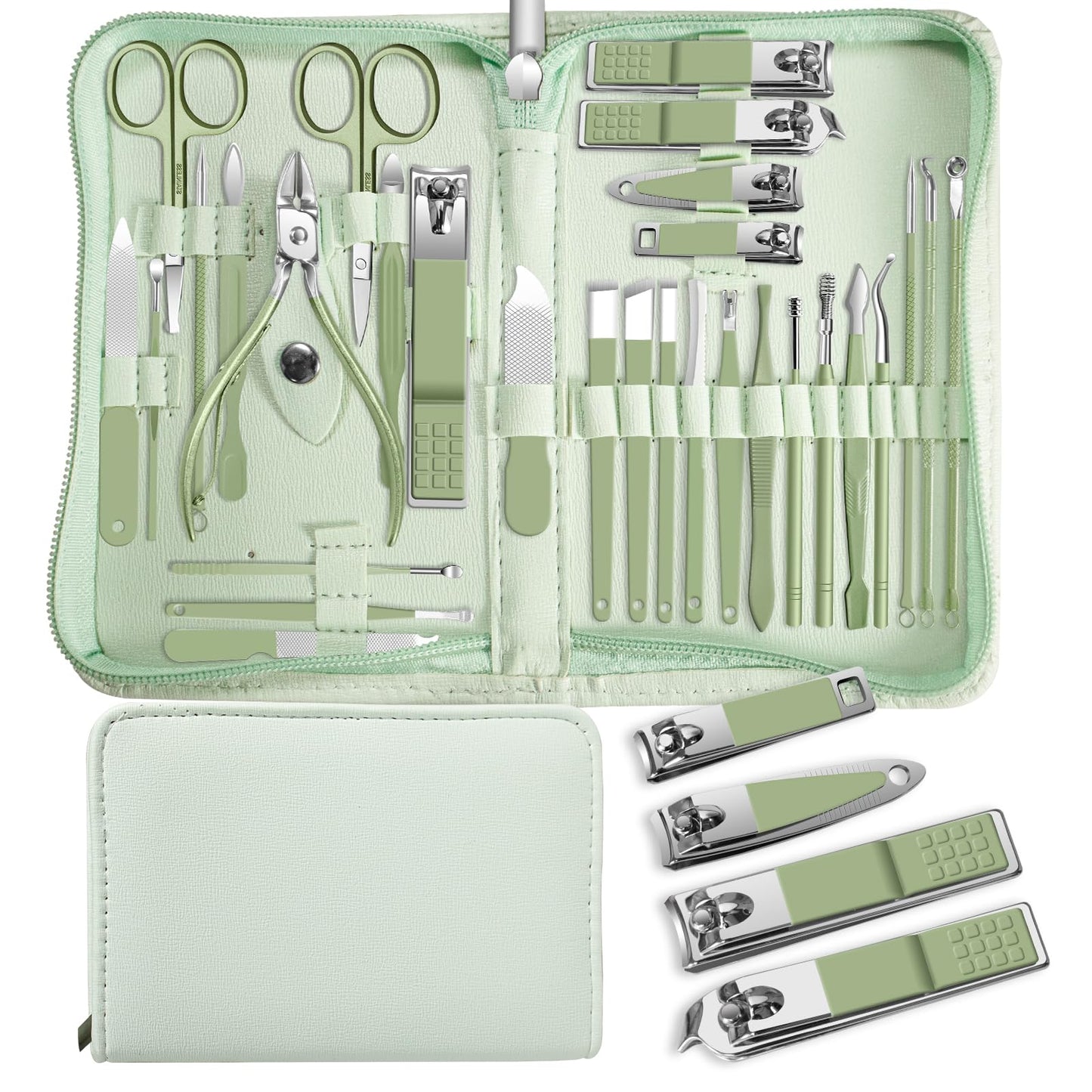 Manicure Set Personal Care Mens Grooming Kit, 30 In 1 Professional Manicure Kit Pedicure Kit, Nail Clippers for Men and Beauty Tool Portable Set, with Luxurious Travel Case (Black)