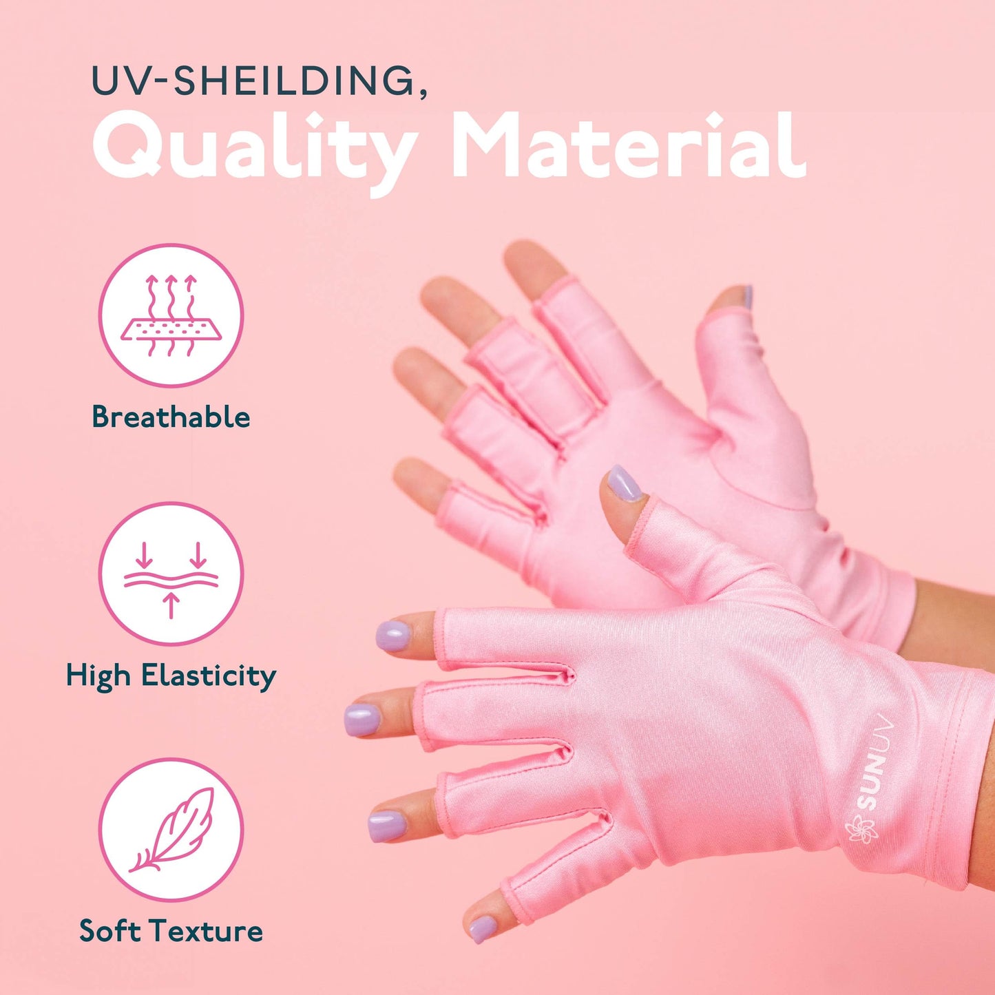 SUNUV LED Gloves for Gel Nails, UPF 50+ Anti UV Gloves for Gel Nail Lamp, Professional UV Gloves for Nail Techs