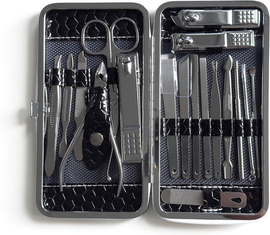 Nail Clippers Set - Fingernail and Toenail Clipper Cutters, Manicure Pedicure Kit - 18 Pieces Stainless Steel Professional Grooming Kits