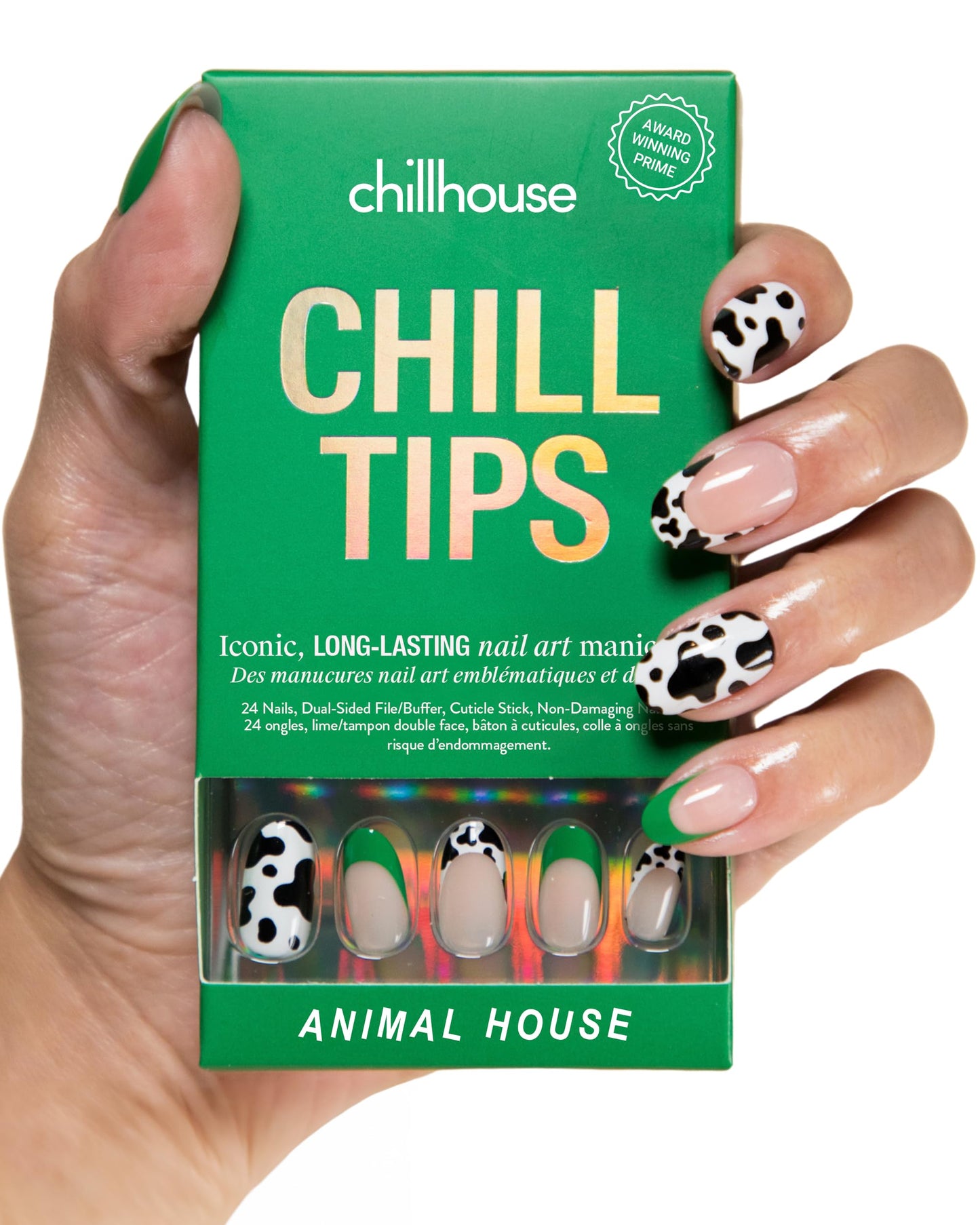 Chillhouse Chill Tips Signatures Press On Nails Kit, Going to the Barre - 24 Nail Shapes & Sizes, Dual-Sided Buffer & File, Cuticle Stick & Glue - Long-Lasting Nail Art Manicures