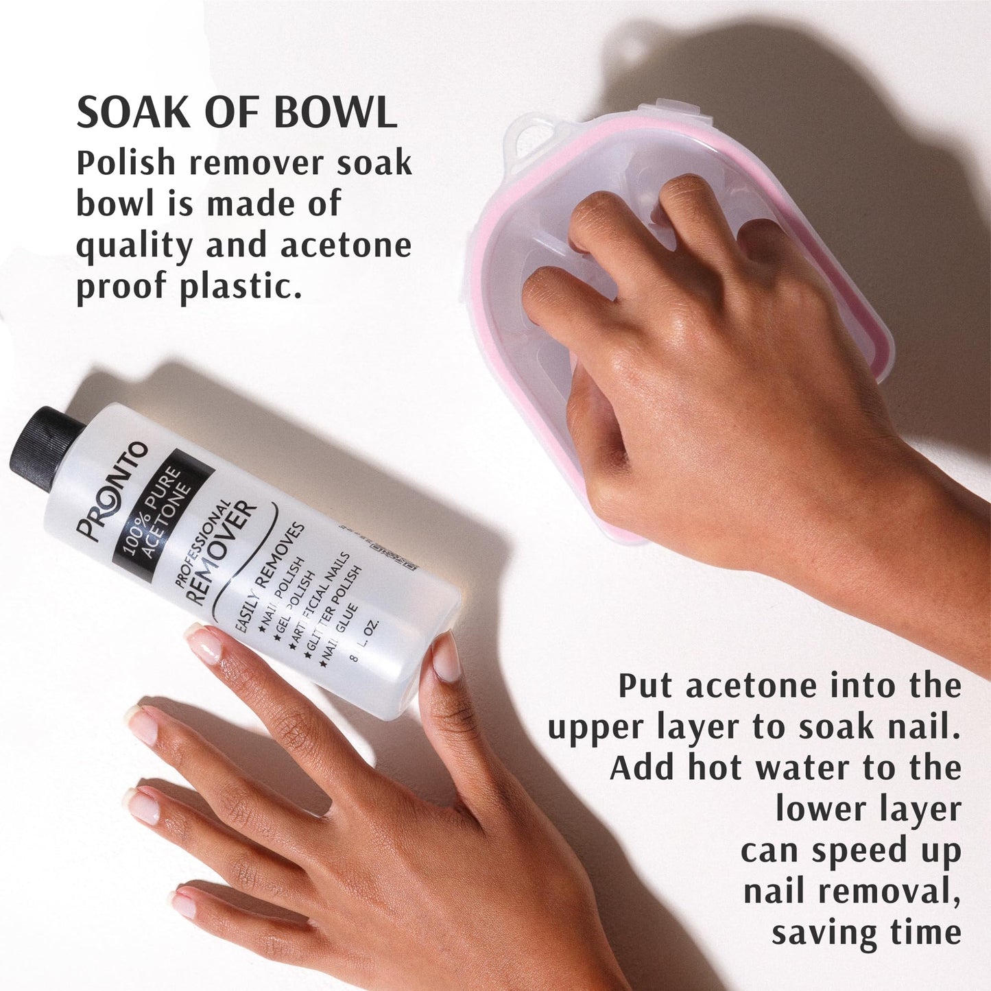 Pronto 100% Pure Acetone - Quick, Professional Nail Polish Remover - For Natural, Gel, Acrylic, Sculptured Nails (8 FL. OZ.)