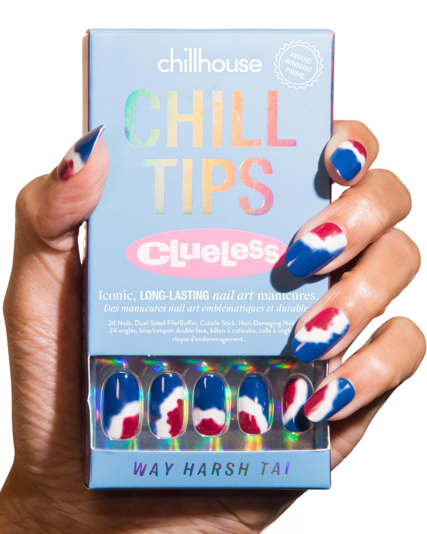 Chillhouse Chill Tips Signatures Press On Nails Kit, Going to the Barre - 24 Nail Shapes & Sizes, Dual-Sided Buffer & File, Cuticle Stick & Glue - Long-Lasting Nail Art Manicures