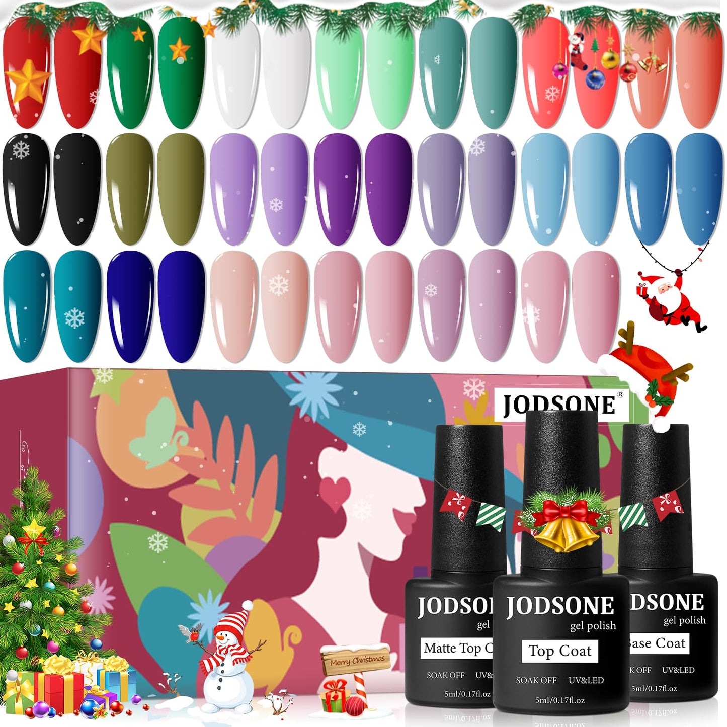 JODSONE Gel Nail Polish Kit with U V Light 32 Colors Gel Polish Nail Kit Soak Off Gel Nail Set Manicure Tools Nail Gel Kit Gifts for Women