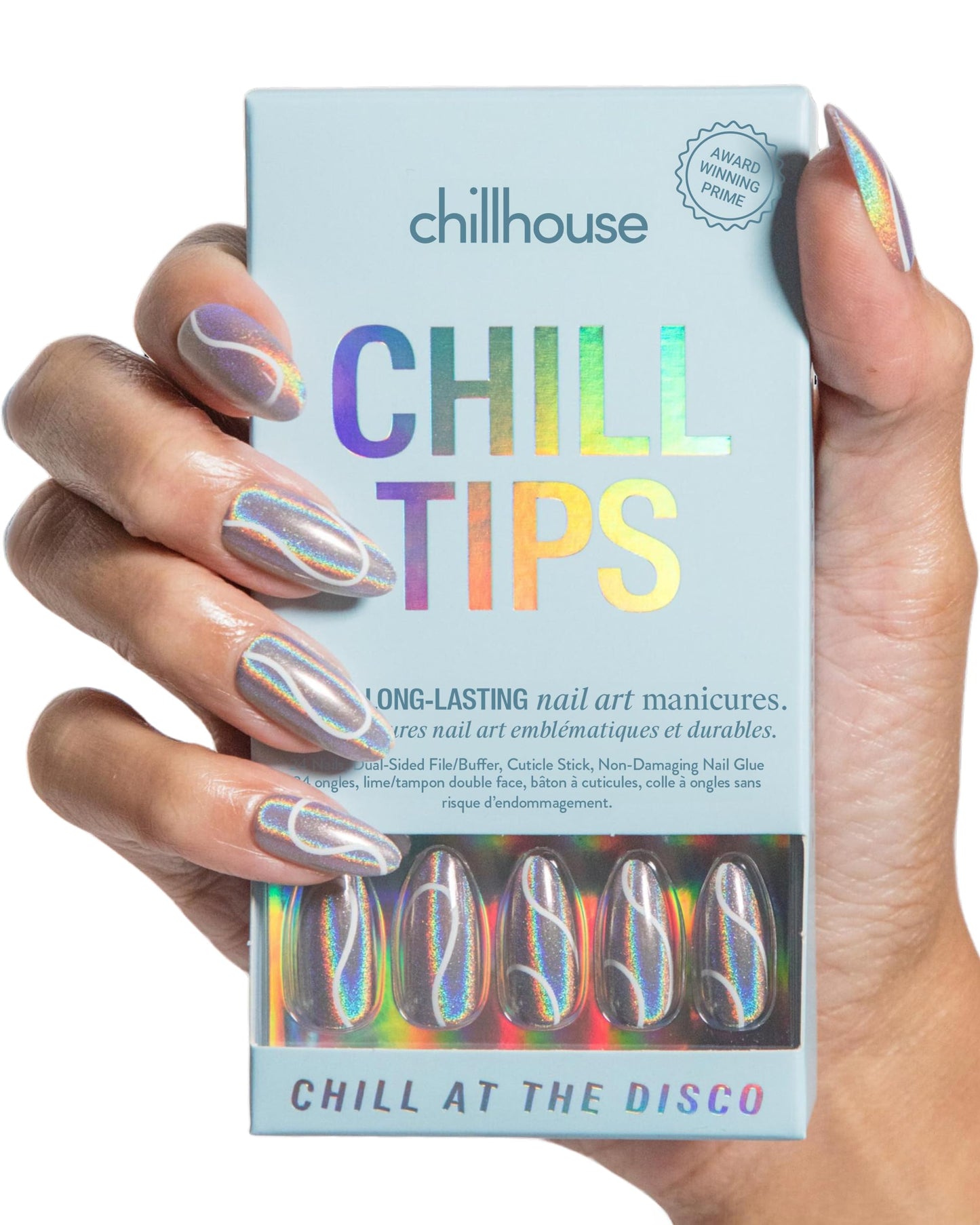 Chillhouse Chill Tips Signatures Press On Nails Kit, Going to the Barre - 24 Nail Shapes & Sizes, Dual-Sided Buffer & File, Cuticle Stick & Glue - Long-Lasting Nail Art Manicures