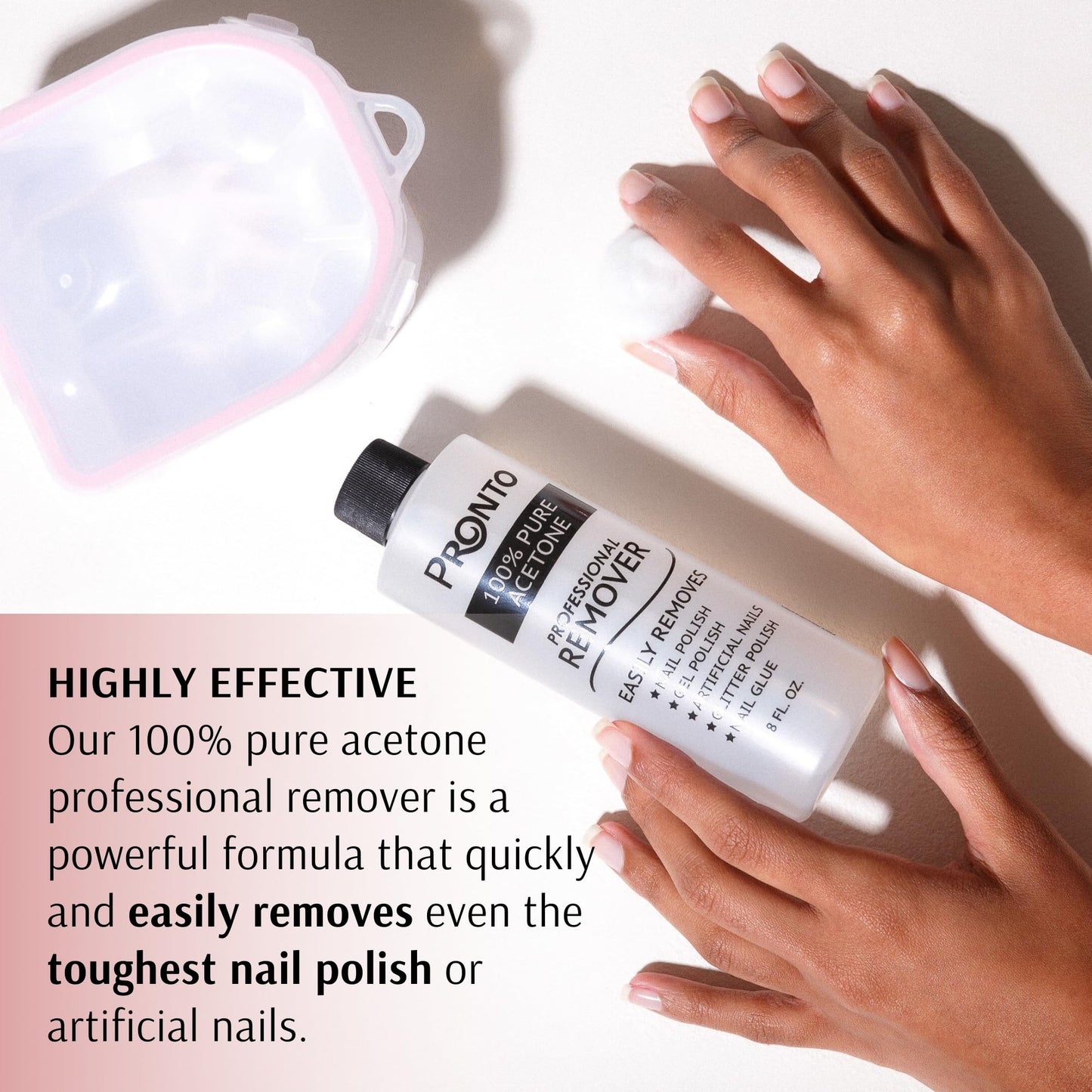 Pronto 100% Pure Acetone - Quick, Professional Nail Polish Remover - For Natural, Gel, Acrylic, Sculptured Nails (8 FL. OZ.)