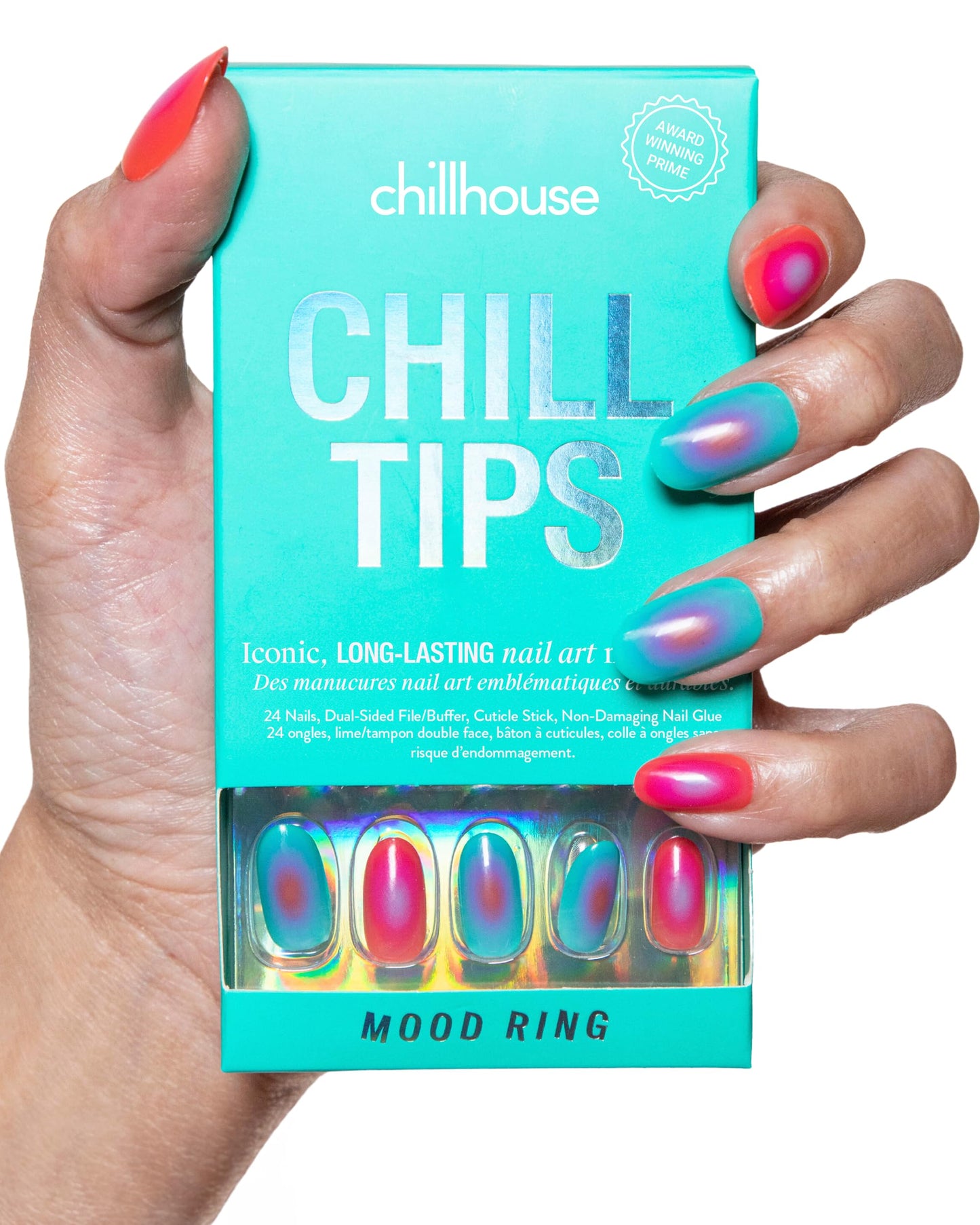 Chillhouse Chill Tips Signatures Press On Nails Kit, Going to the Barre - 24 Nail Shapes & Sizes, Dual-Sided Buffer & File, Cuticle Stick & Glue - Long-Lasting Nail Art Manicures