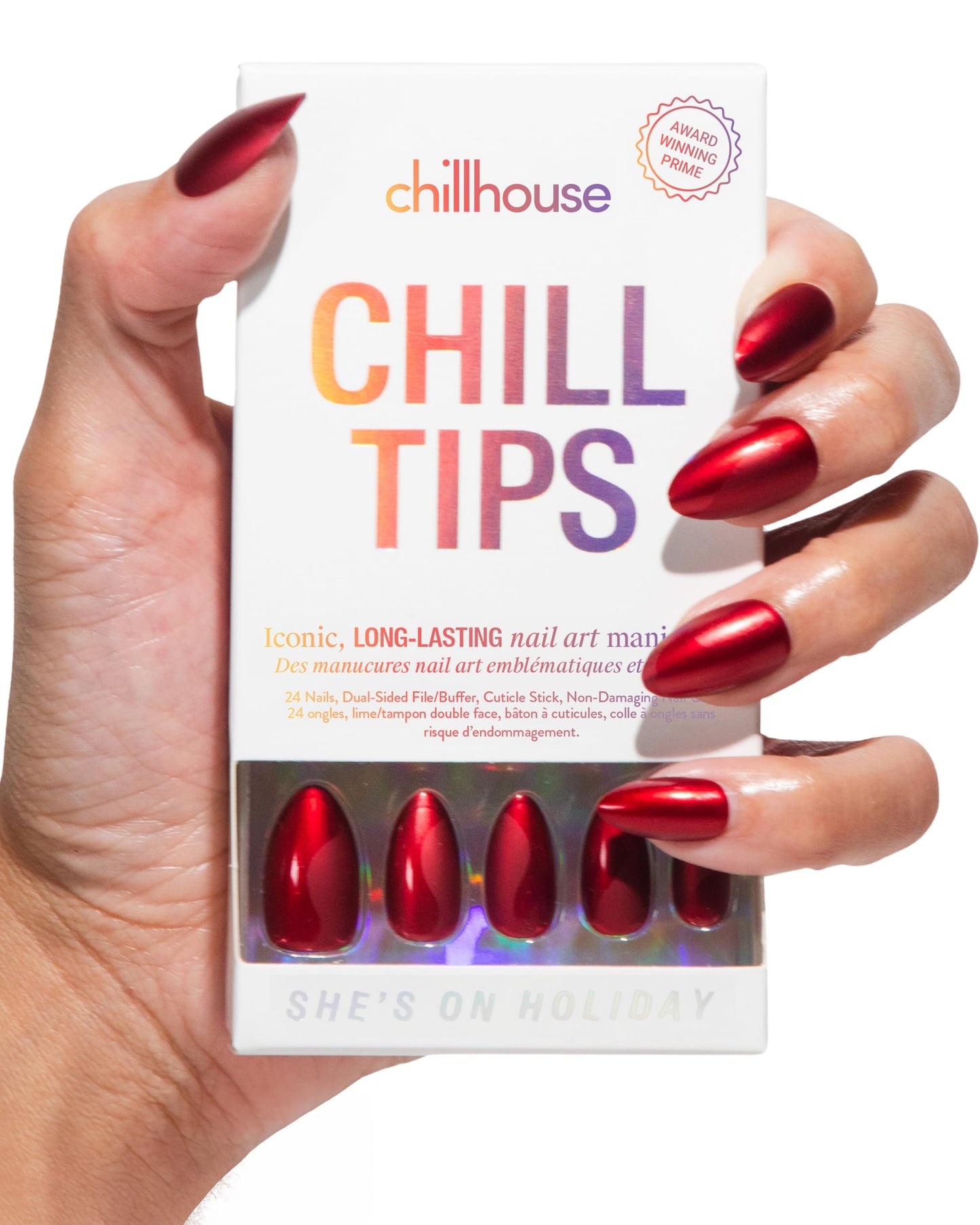 Chillhouse Chill Tips Signatures Press On Nails Kit, Going to the Barre - 24 Nail Shapes & Sizes, Dual-Sided Buffer & File, Cuticle Stick & Glue - Long-Lasting Nail Art Manicures
