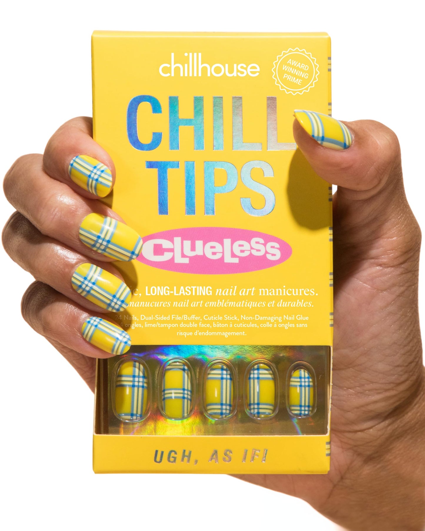 Chillhouse Chill Tips Signatures Press On Nails Kit, Going to the Barre - 24 Nail Shapes & Sizes, Dual-Sided Buffer & File, Cuticle Stick & Glue - Long-Lasting Nail Art Manicures