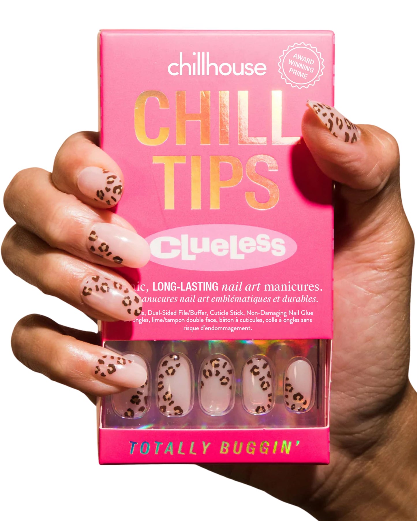 Chillhouse Chill Tips Signatures Press On Nails Kit, Going to the Barre - 24 Nail Shapes & Sizes, Dual-Sided Buffer & File, Cuticle Stick & Glue - Long-Lasting Nail Art Manicures