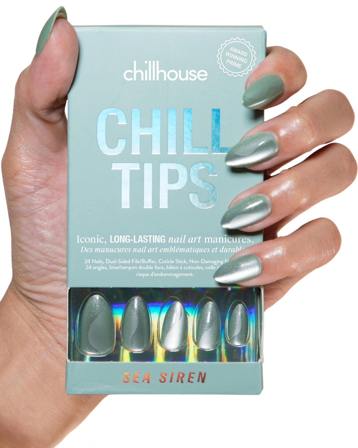 Chillhouse Chill Tips Signatures Press On Nails Kit, Going to the Barre - 24 Nail Shapes & Sizes, Dual-Sided Buffer & File, Cuticle Stick & Glue - Long-Lasting Nail Art Manicures