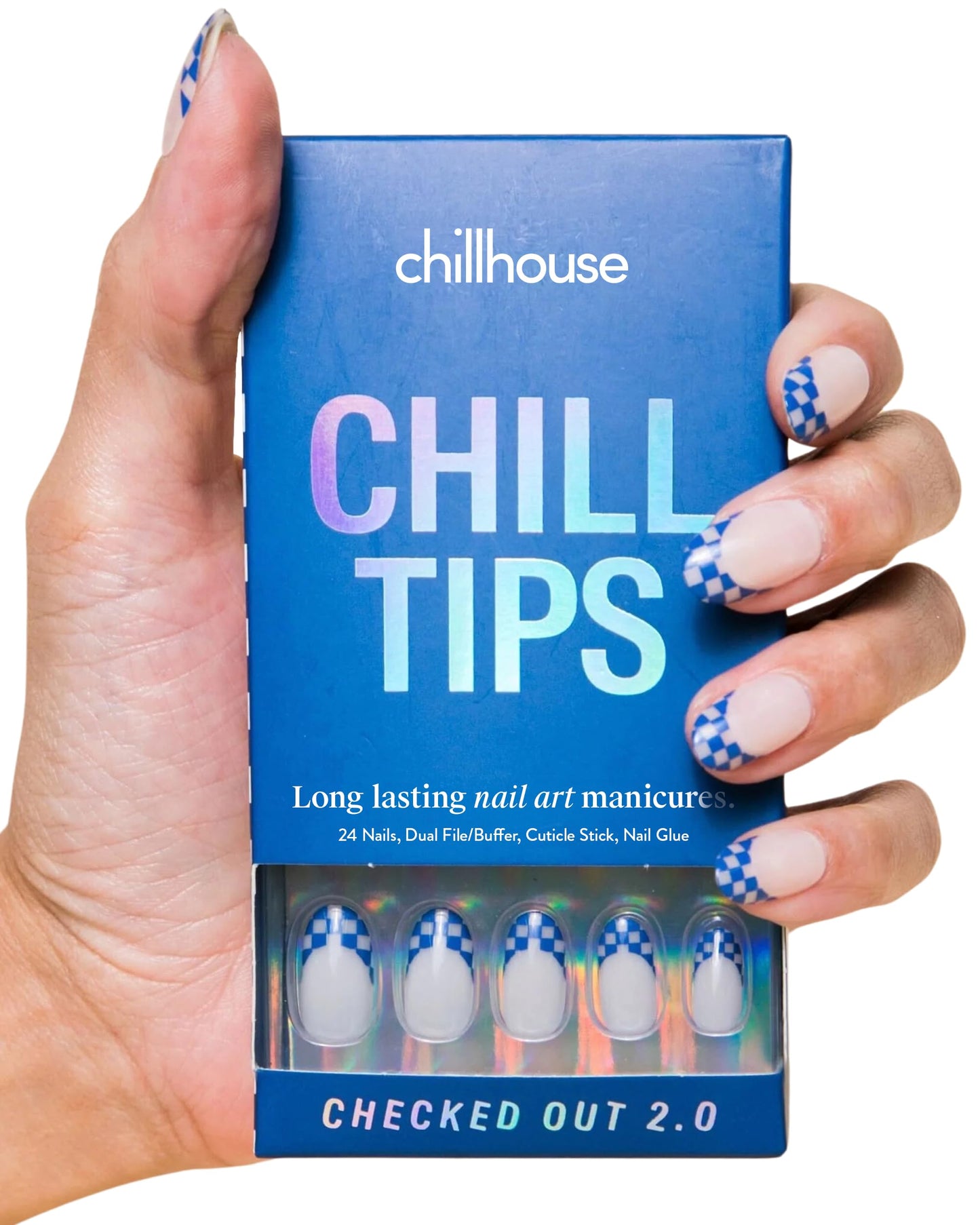 Chillhouse Chill Tips Signatures Press On Nails Kit, Going to the Barre - 24 Nail Shapes & Sizes, Dual-Sided Buffer & File, Cuticle Stick & Glue - Long-Lasting Nail Art Manicures
