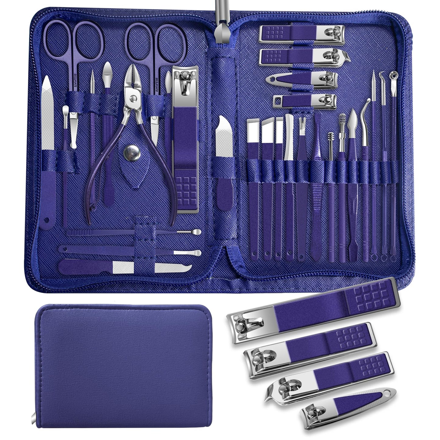Manicure Set Personal Care Mens Grooming Kit, 30 In 1 Professional Manicure Kit Pedicure Kit, Nail Clippers for Men and Beauty Tool Portable Set, with Luxurious Travel Case (Black)